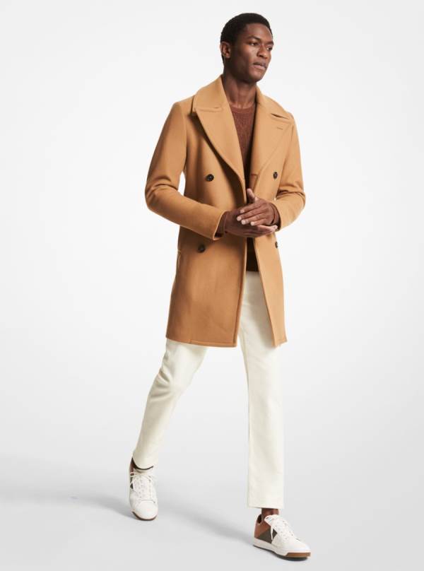 Panske Kabáty Michael Kors Wool Blend Double-Breasted Hnede - Oblecenie Michael Kors Vypredaj | TUYAI-9538